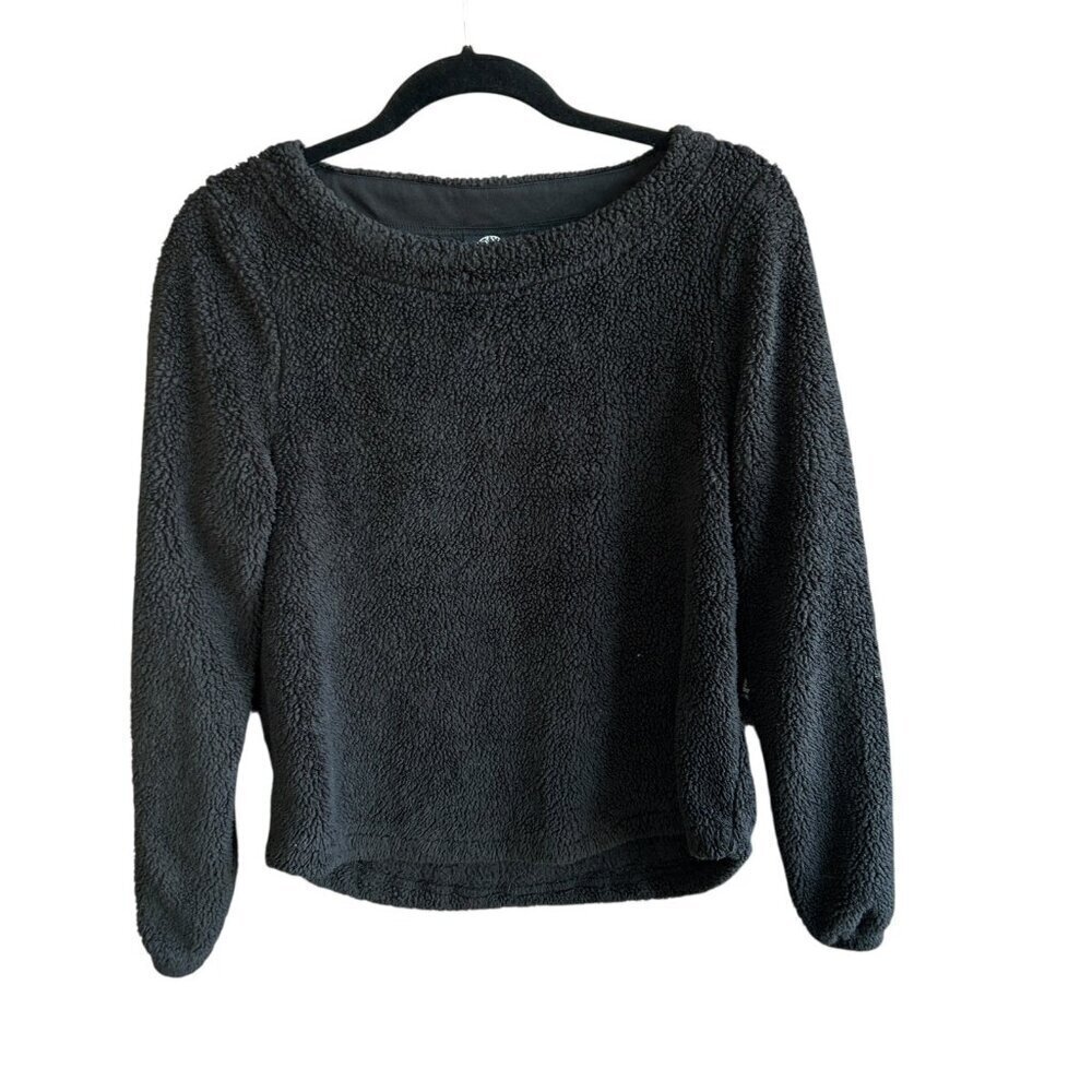 Bobeau Black Boat Neck Fleece Pullover Sweater Size XS